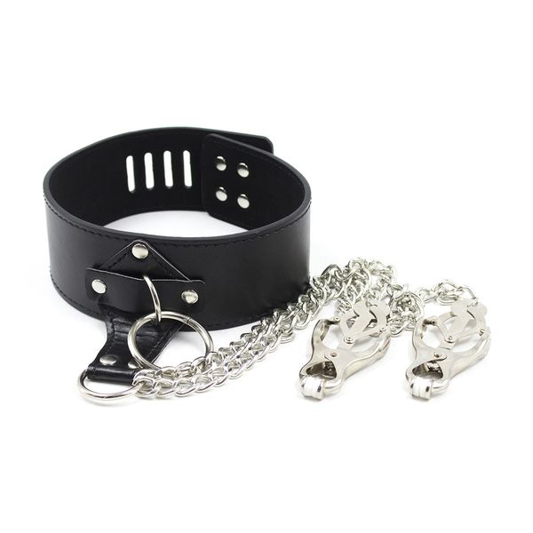 faux leather choker collar with nipple breast clamp clip chain couple funny and interesting games sm toys for woman 
faux leather choker collar with nipple breast clamp clip chain couple funny and interesting games sm toys for woman