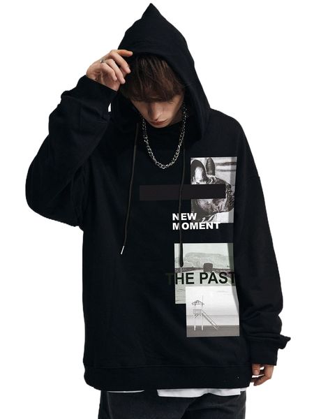 men slogan & figure graphic drop shoulder drawstring hoodie s33v#, Black
men slogan & figure graphic drop shoulder drawstring hoodie s33v#, Black