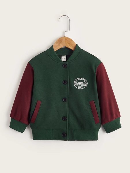toddler boys letter embroidery bomber jacket she, Blue;gray 
toddler boys letter embroidery bomber jacket she, Blue;gray