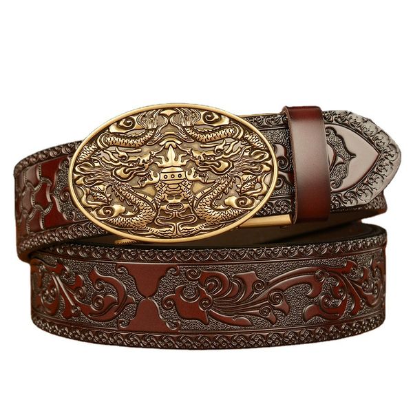 2022 classic men's belt luxury r leather fashion personalized carving shuanglong rob bao automatic buckle business belt men delivery, Black;brown
2022 classic men's belt luxury r leather fashion personalized carving shuanglong rob bao automatic buckle business belt men delivery, Black;brown