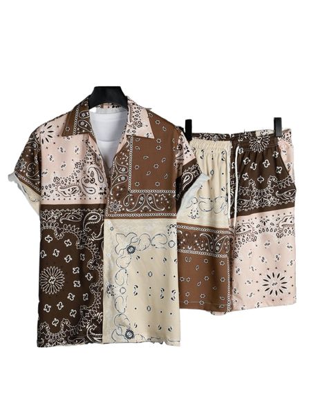 men random scarf print shirt & drawstring waist shorts without tee q9vd#, Gray
men random scarf print shirt & drawstring waist shorts without tee q9vd#, Gray