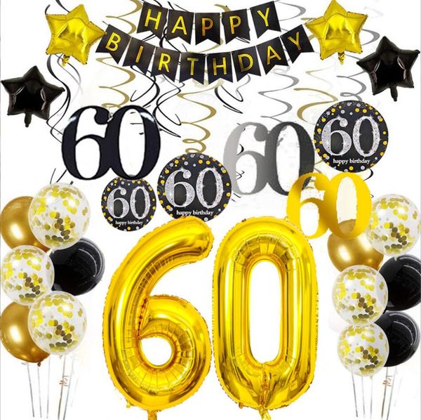 birthday decoration party happy set with 50th birthday balloon digital pvc spiral pendant decorations swallow tail flag black gold package
birthday decoration party happy set with 50th birthday balloon digital pvc spiral pendant decorations swallow tail flag black gold package