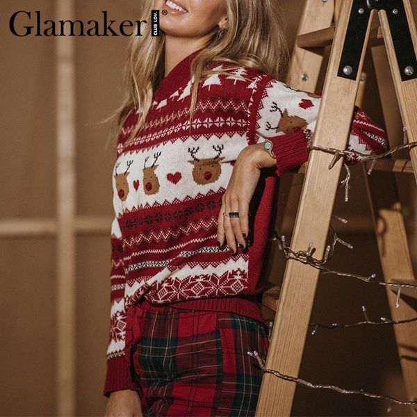 glamaker autumn winter christmas sweater fashion o neck knitted red casual female jumper animal design 220510, White
glamaker autumn winter christmas sweater fashion o neck knitted red casual female jumper animal design 220510, White