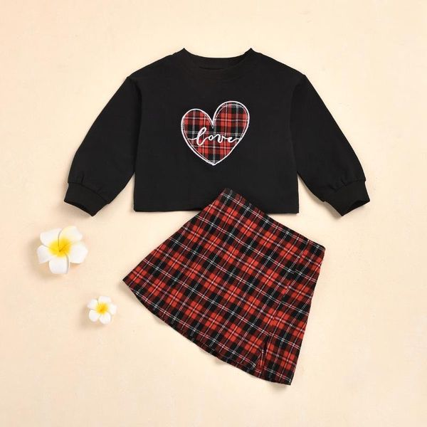 clothing sets focusnorm 2-8y valentine's day kids girls clothes heart plaid print long sleeve pullover sweatshirt a-line skirts, White
clothing sets focusnorm 2-8y valentine's day kids girls clothes heart plaid print long sleeve pullover sweatshirt a-line skirts, White