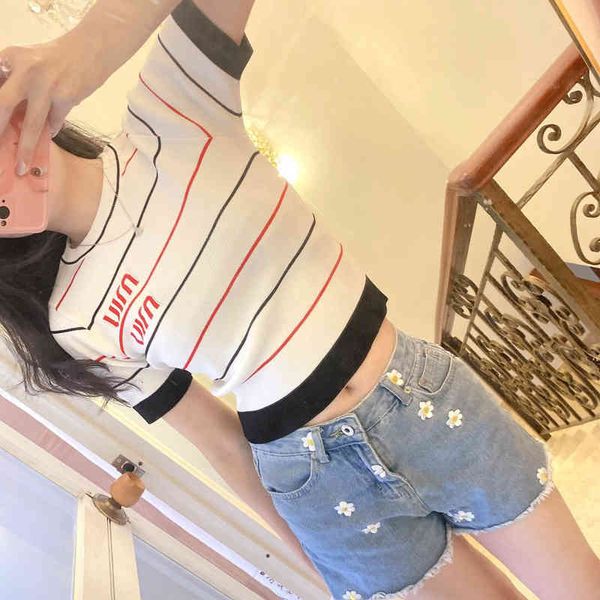 women's t-shirt miu summer 2022 niche short sleeve t-shirt letter contrast jacquard stripe women's blouse prvq, White
women's t-shirt miu summer 2022 niche short sleeve t-shirt letter contrast jacquard stripe women's blouse prvq, White