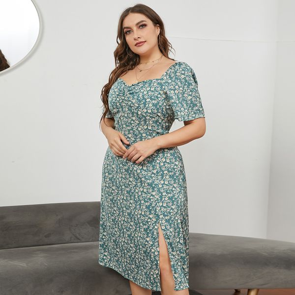 fat woman dress plus size printed skirt designer floral casual dresses stitching slit summer womens clothing, Black;gray
fat woman dress plus size printed skirt designer floral casual dresses stitching slit summer womens clothing, Black;gray