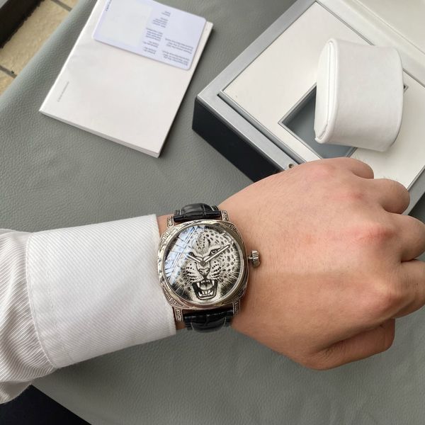 wristwatches designer pam mens watches 925 sterling silver case lion leopard style mechanical sapphire crystal glass belt with box, Slivery;brown
wristwatches designer pam mens watches 925 sterling silver case lion leopard style mechanical sapphire crystal glass belt with box, Slivery;brown