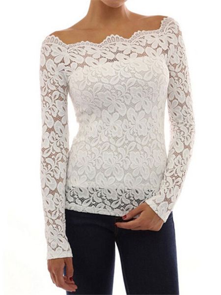 5xl summer lace shirt women white slash neck long sleeve hollow tee blouse skinny plus size blusas 220810
5xl summer lace shirt women white slash neck long sleeve hollow tee blouse skinny plus size blusas 220810