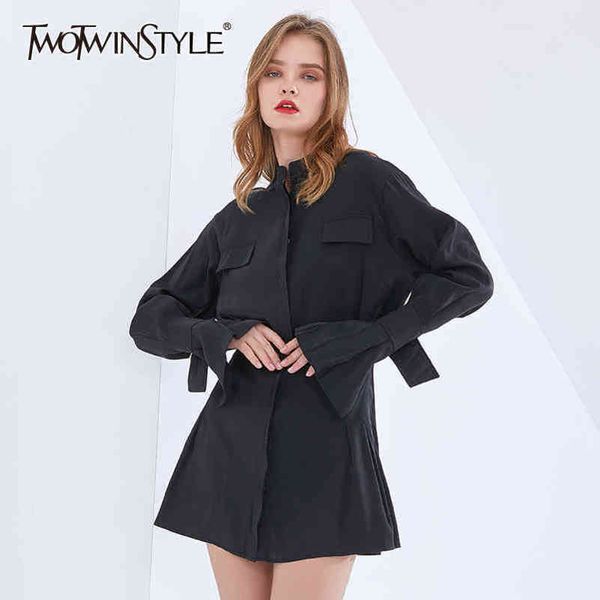 black shirt dress for female lapel flare sleeve high waist mini slim dresses women spring clothing stylish 210423, Black;gray
black shirt dress for female lapel flare sleeve high waist mini slim dresses women spring clothing stylish 210423, Black;gray