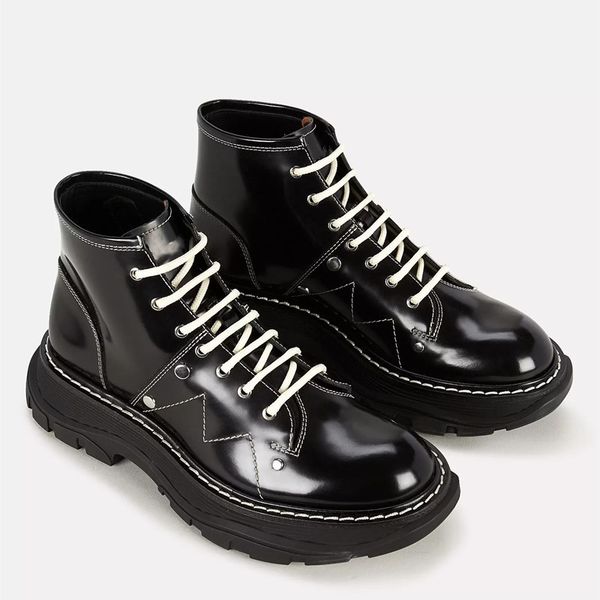 autumn winter thick sole womens boots british style leather alexander tread lace up flat ankle boots fashion black white mc boots queen wome
autumn winter thick sole womens boots british style leather alexander tread lace up flat ankle boots fashion black white mc boots queen wome
