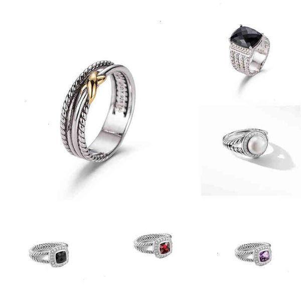 

Band Rings Dy Twisted Two-color Cross Ring Women Fashion Platinum Plated Black Thai Silver Hot Selling Jewelry quality DY jewelry accessories for Christmas gifts