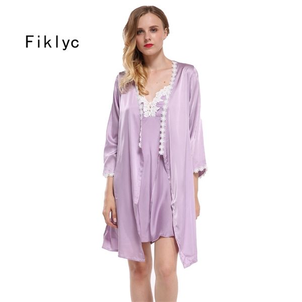 fiklyc brand full sleeve women s robe gown sets lace floral satin women s pyjamas sets nightdress bathrobe homewear lj200822, Black;red
fiklyc brand full sleeve women s robe gown sets lace floral satin women s pyjamas sets nightdress bathrobe homewear lj200822, Black;red