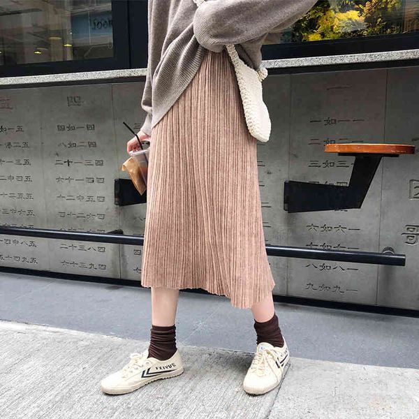 solid high waist elastic fashion all match casual simple korean style preppy women female knitted skirts 210426, Black
solid high waist elastic fashion all match casual simple korean style preppy women female knitted skirts 210426, Black