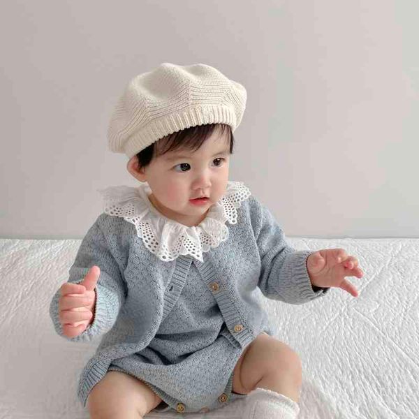 2022 spring clothing infant baby sweater round neck solid color cotton yarn knitted romper coat two-piece suit girl clothes g220510, Blue
2022 spring clothing infant baby sweater round neck solid color cotton yarn knitted romper coat two-piece suit girl clothes g220510, Blue