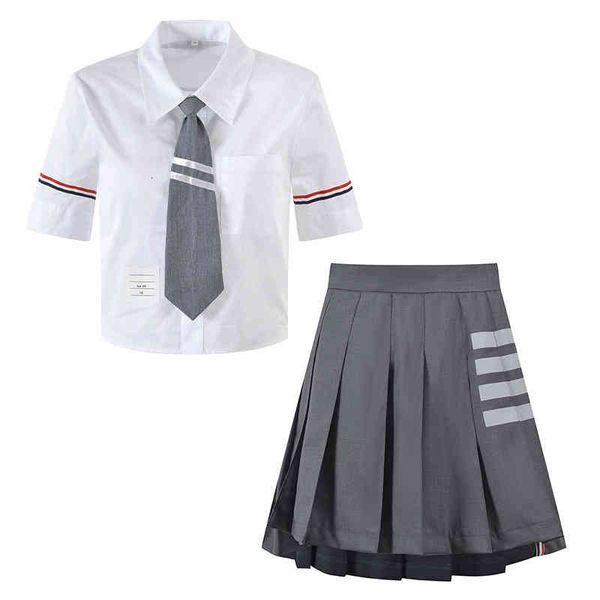 two piece dress summer pleated skirt set academic jk uniform tb lapel short sleeve shirt two piece ngn8, White
two piece dress summer pleated skirt set academic jk uniform tb lapel short sleeve shirt two piece ngn8, White