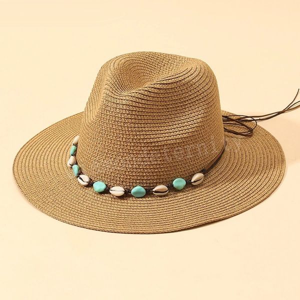 women summer straw hat with shell turquoise ladies panama beach hats foldable holiday sun uv protection caps wholesale, Blue;gray
women summer straw hat with shell turquoise ladies panama beach hats foldable holiday sun uv protection caps wholesale, Blue;gray