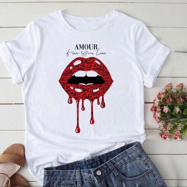 fashion short sleeve women's casual round neck pullover summer new white t-shirt with lip pattern flannel shirts for women, Blue
fashion short sleeve women's casual round neck pullover summer new white t-shirt with lip pattern flannel shirts for women, Blue