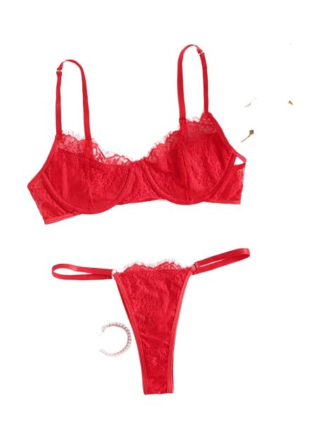 contrast lace underwire lingerie set t2ee#, Black;red
contrast lace underwire lingerie set t2ee#, Black;red