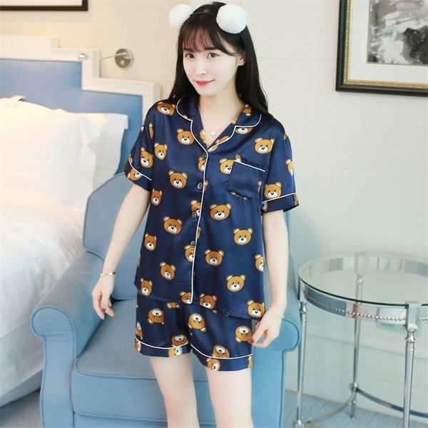 2019 summer short sleeve silk satin pajama sets for women shorts pyjama cartoon print sleepwear loungewear homewear pijama mujer t200707, Black;red
2019 summer short sleeve silk satin pajama sets for women shorts pyjama cartoon print sleepwear loungewear homewear pijama mujer t200707, Black;red