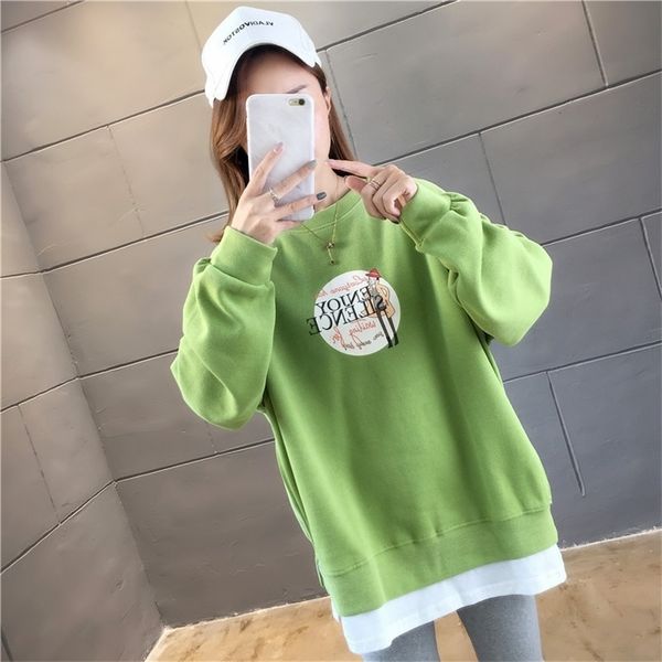 spring new korean plus size crew neck letter print fake two sweatshirt women loose long sleeve casual pullover sweatshirts t200311, Black
spring new korean plus size crew neck letter print fake two sweatshirt women loose long sleeve casual pullover sweatshirts t200311, Black