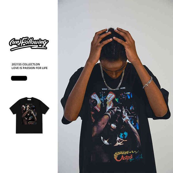 summer rap character print dark high street crew neck loose short sve t-shirt men hip hop trend, White;black
summer rap character print dark high street crew neck loose short sve t-shirt men hip hop trend, White;black