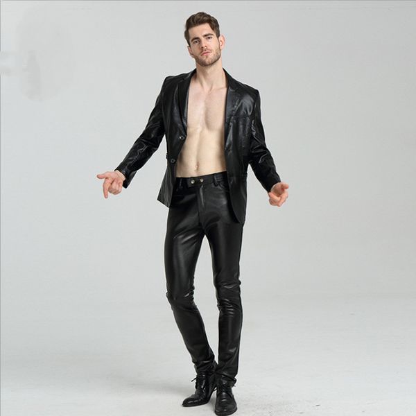 2022 spring and autumn men's slim leather pants korean motorcycle leather pu straight trousers, Black
2022 spring and autumn men's slim leather pants korean motorcycle leather pu straight trousers, Black