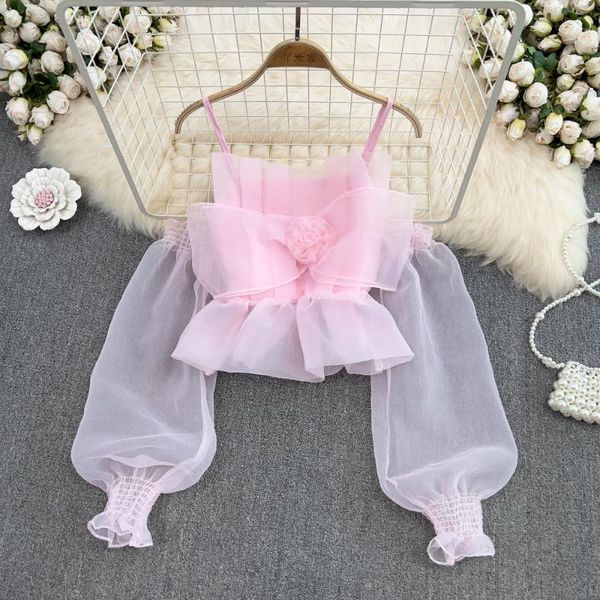 women's blouses & shirts three-dimensional bow ruffled folded waist chiffon shirt women's western chic slim fit tube suspender sum, White
women's blouses & shirts three-dimensional bow ruffled folded waist chiffon shirt women's western chic slim fit tube suspender sum, White