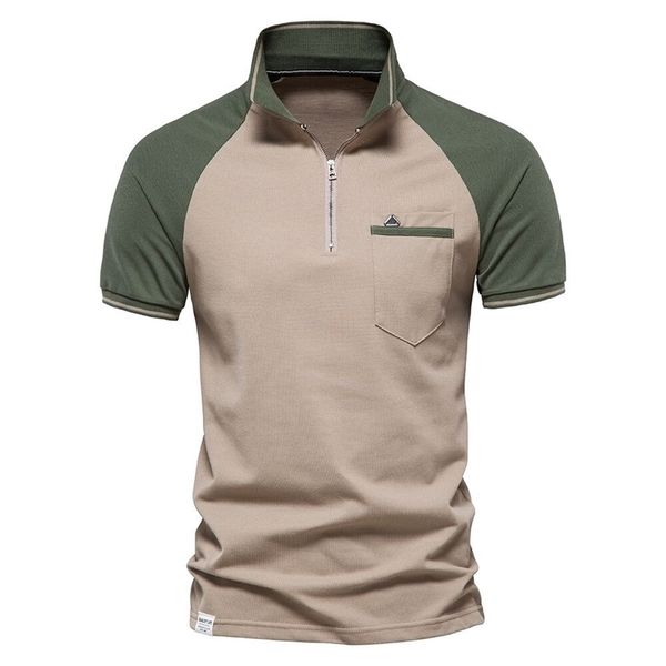 summer mens polo shirt twocolor stitching zipper stand collar short sleeves cotton casual breathable sport tshirt 220708, White;black
summer mens polo shirt twocolor stitching zipper stand collar short sleeves cotton casual breathable sport tshirt 220708, White;black