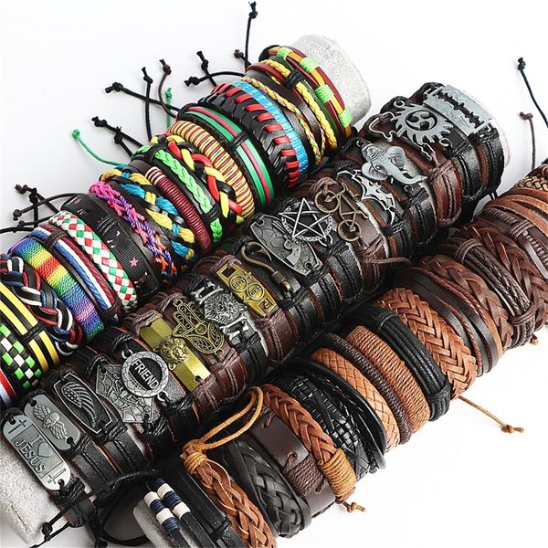 wholesale 20303650100pcslot vintage leather bracelets for women men mix style cuff bangle jewelry party gifts 220713, Black
wholesale 20303650100pcslot vintage leather bracelets for women men mix style cuff bangle jewelry party gifts 220713, Black