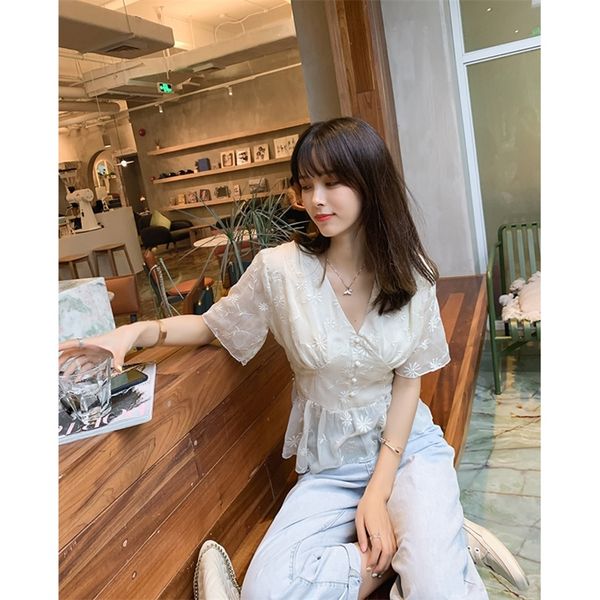 mishow summer new casual chiffon short sleeve vneck high waist single breasted with lace blouse shirt lj200812, White
mishow summer new casual chiffon short sleeve vneck high waist single breasted with lace blouse shirt lj200812, White