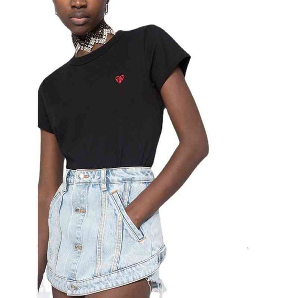 women's t-shirt dw heart embroidery t-shirt aging round neck loose and simple casual women's short sleeved top, White
women's t-shirt dw heart embroidery t-shirt aging round neck loose and simple casual women's short sleeved top, White