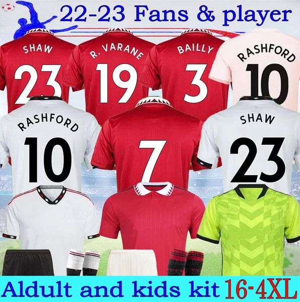 16-4xl 2022 2023 fred mans utd soccer jerseys f.de jong rashford van de beek 22 23 eriksen cavani sancho martial b.fernandes football unifor, Black;yellow
