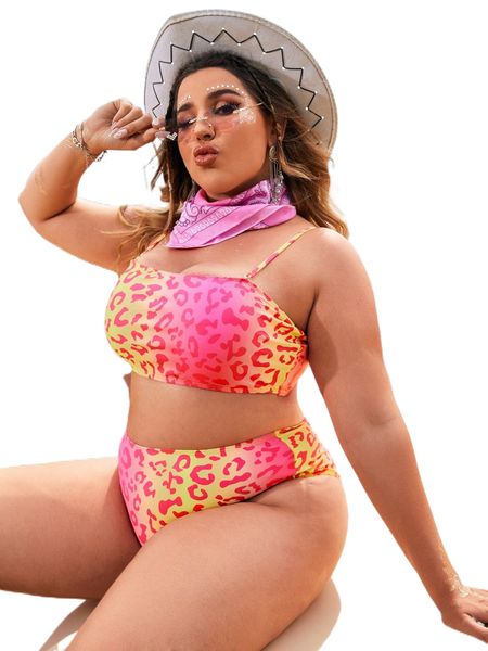 plus leopard print ombre bikini swimsuit o1le#, White;black
plus leopard print ombre bikini swimsuit o1le#, White;black