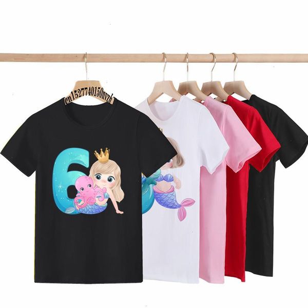 girl mermaid birthday number 1-9th black white t-shirt kid party present clothes children baby family group tee, Blue
girl mermaid birthday number 1-9th black white t-shirt kid party present clothes children baby family group tee, Blue