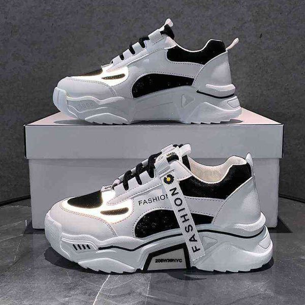 fashion spring reflective platform sneakers women shoes korean lace up chunky sneakers mixed color women's vulcanize shoes g220629, Black
fashion spring reflective platform sneakers women shoes korean lace up chunky sneakers mixed color women's vulcanize shoes g220629, Black
