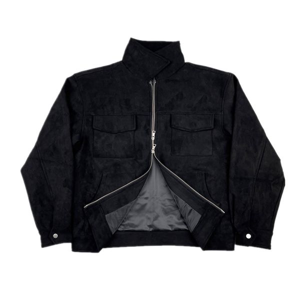 men black faux-suede jacket autumn winter full-zip heavy coat short length styling streetwear, Black;brown
men black faux-suede jacket autumn winter full-zip heavy coat short length styling streetwear, Black;brown