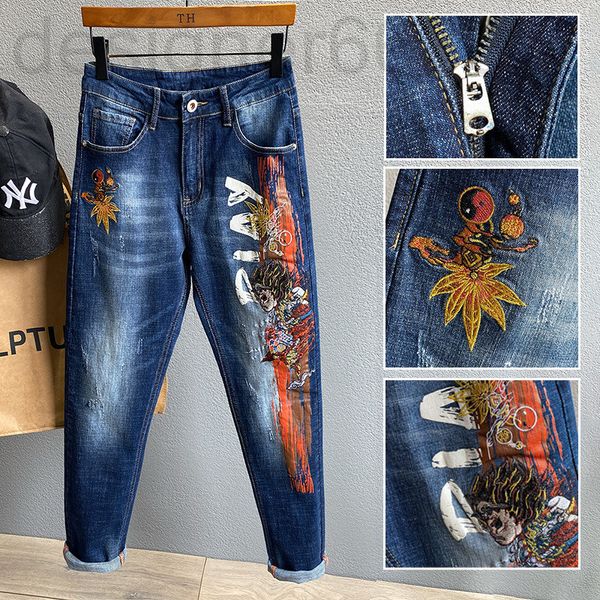 men's jeans designer a casual long pants spring and autumn national fashion embroidered slim straight tube printed trendy card bullet l, Blue
men's jeans designer a casual long pants spring and autumn national fashion embroidered slim straight tube printed trendy card bullet l, Blue