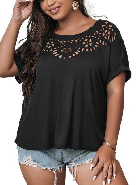 plus laser cut tee k2jr#, Black 
plus laser cut tee k2jr#, Black