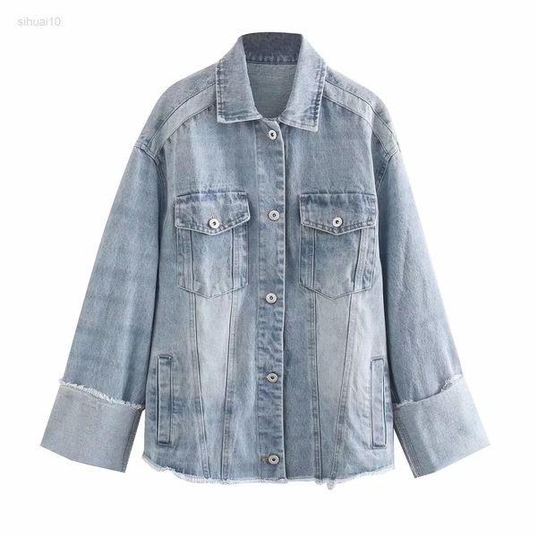vintage stylish bags oversized denim jacket women 2021 fashion lapel collar long sleeves loose outerwear chic l220725, Black;brown
vintage stylish bags oversized denim jacket women 2021 fashion lapel collar long sleeves loose outerwear chic l220725, Black;brown