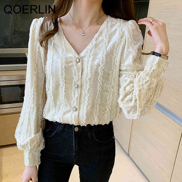 qoerlin apricot mesh pleated blouse women korean v neck loose lantern sleeve long sleeve shirt button blouse plus size 210412, White
qoerlin apricot mesh pleated blouse women korean v neck loose lantern sleeve long sleeve shirt button blouse plus size 210412, White