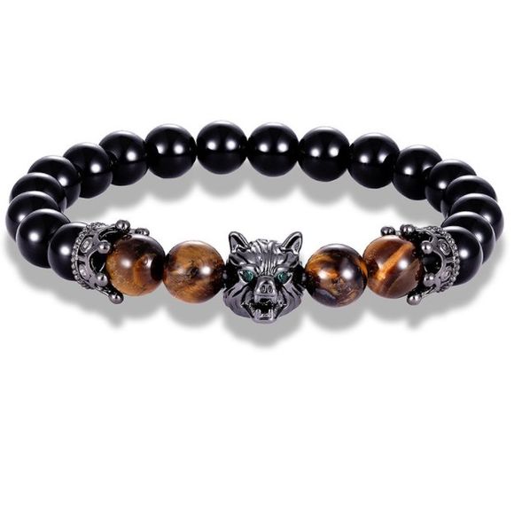 wolf head 8mm gold silver copper cz zircon cubic zirconia beads bracelet agate onyx stone bangles sy35y, Black
wolf head 8mm gold silver copper cz zircon cubic zirconia beads bracelet agate onyx stone bangles sy35y, Black