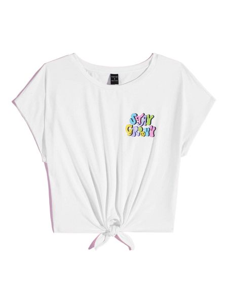 x julias jottings letter & expression print knot front tee s4af#, White
x julias jottings letter & expression print knot front tee s4af#, White