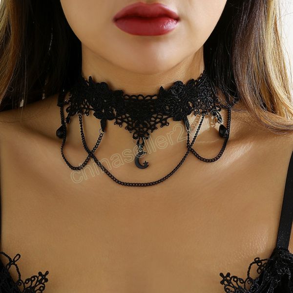 retro black lace clavicle choker women 2022 creative personality moon star pendant necklace girls fashion jewelry, Golden;silver
retro black lace clavicle choker women 2022 creative personality moon star pendant necklace girls fashion jewelry, Golden;silver