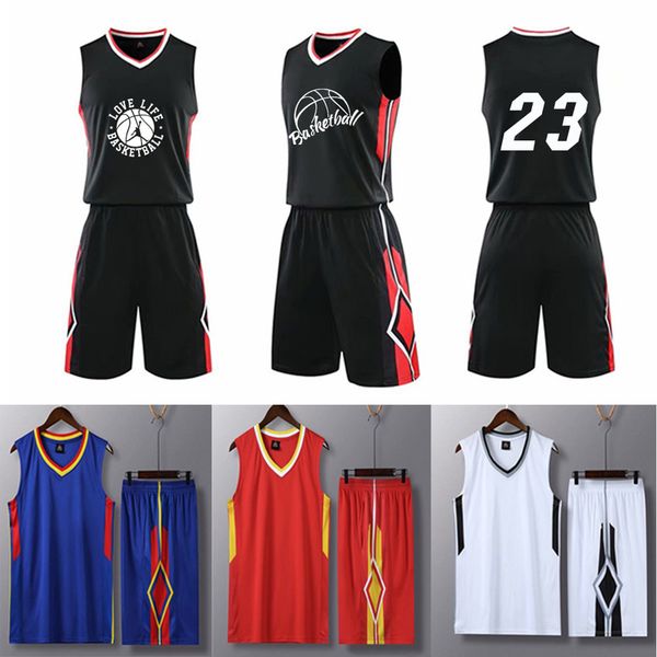 men basketball jerseys shorts uniforms sports clothes youth college tracksuits breathable basketball shirts uniforms customized 220615, Gray