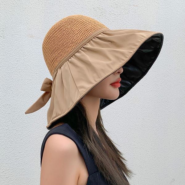 summer vinyl bow sunhat female hollow-out straw hat uv protection big brim face-covering sun-proof sun bucket hat, Blue;gray
summer vinyl bow sunhat female hollow-out straw hat uv protection big brim face-covering sun-proof sun bucket hat, Blue;gray