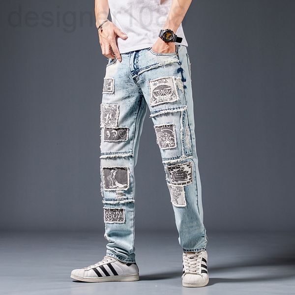 men's jeans designer fashion brand large patch straight jeans men's personality street fashion stitching loose beggar long pants j, Blue
men's jeans designer fashion brand large patch straight jeans men's personality street fashion stitching loose beggar long pants j, Blue