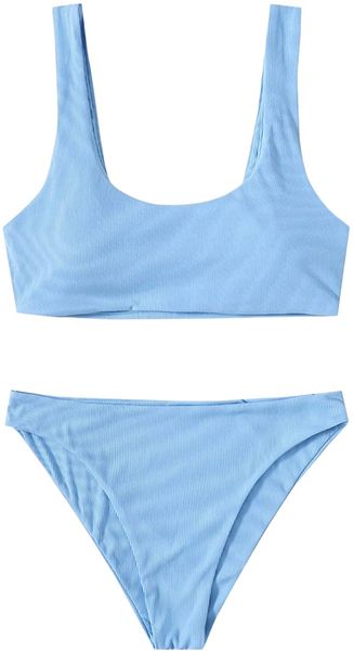 women's swimwear set solid scoop neck high waisted bikini swimsuits e7rl#, White;black
women's swimwear set solid scoop neck high waisted bikini swimsuits e7rl#, White;black