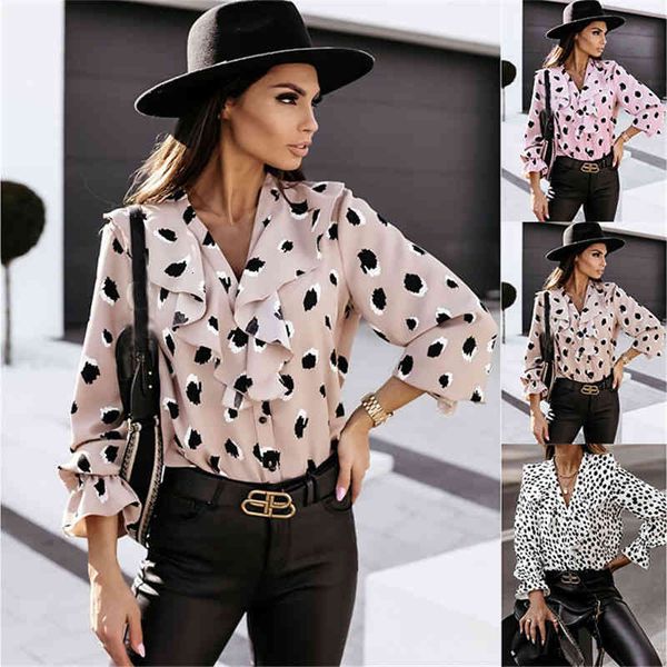 women's blouses & shirts ins net red v-neck ruffle button long sleeve print shirt knt6, White
women's blouses & shirts ins net red v-neck ruffle button long sleeve print shirt knt6, White
