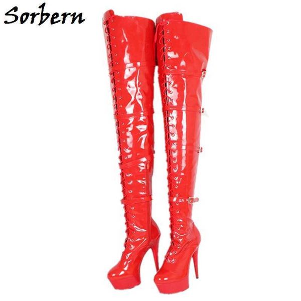sorbern crotch thigh high women boots 15cm heels shaft height 80cm ladies spike high heels platform lace up buckle strap, Black
sorbern crotch thigh high women boots 15cm heels shaft height 80cm ladies spike high heels platform lace up buckle strap, Black
