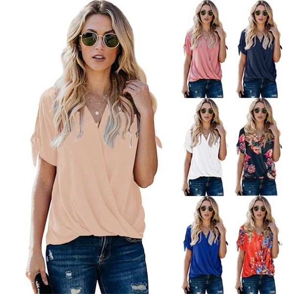 women's t-shirt fashion v-neck shirt women's summer solid color loose pleated pullover 4l1c, White
women's t-shirt fashion v-neck shirt women's summer solid color loose pleated pullover 4l1c, White